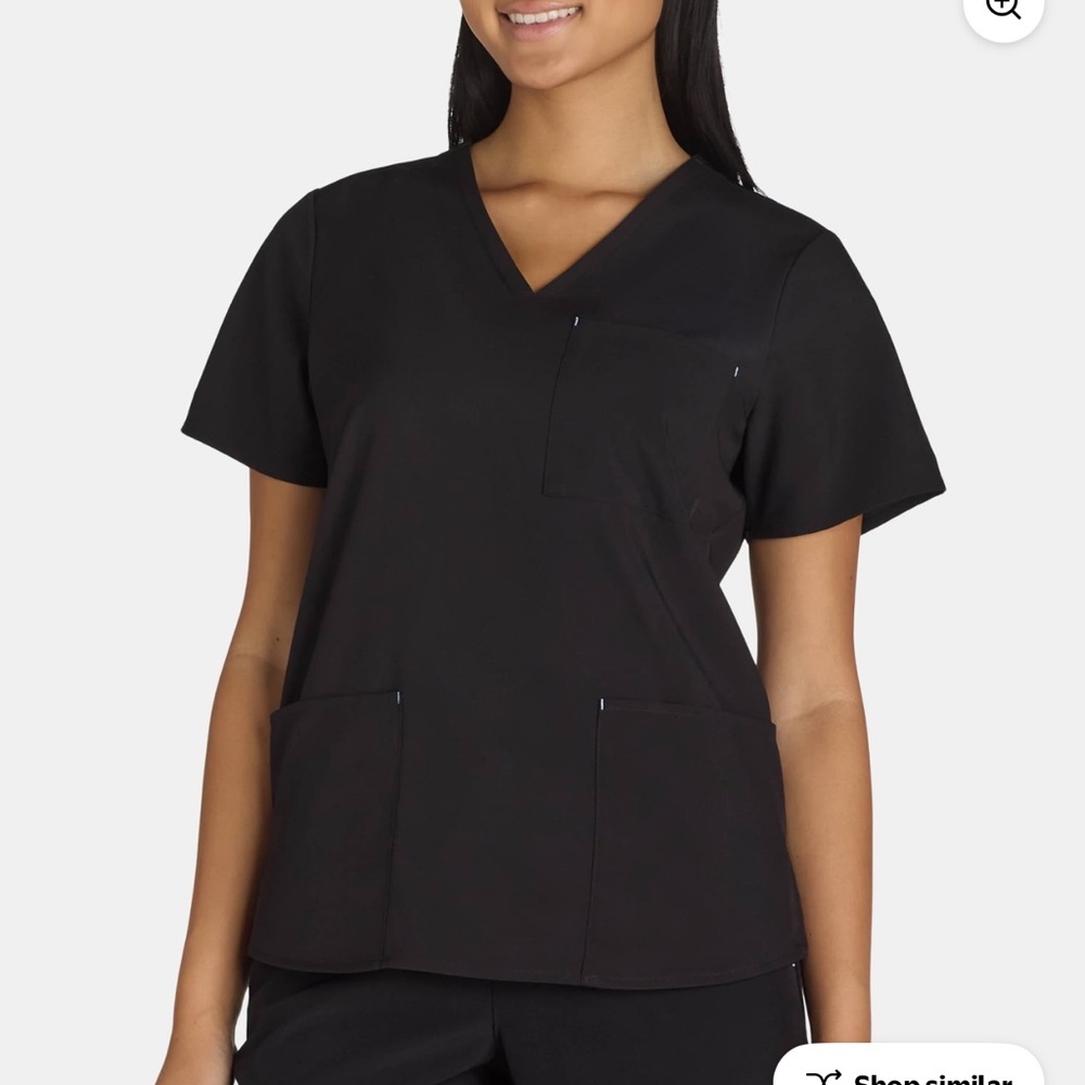 Classic Black V-Neck Women's Scrub Top